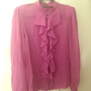 By Marlene Birger silk purple ruffle blouse